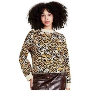 Rachel Comey Women's Animal Print Wool Blend Sweater Sz Medium Fall Collab